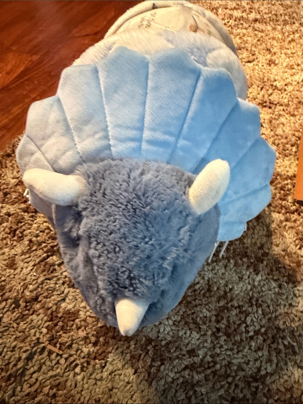 Light Blue Plush Triceratops Accent blanket Set - Kids